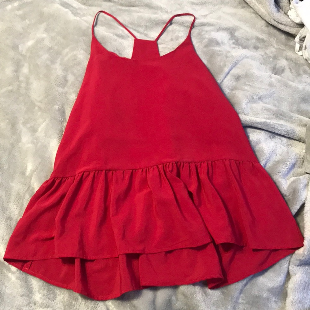 Red peplum tank top